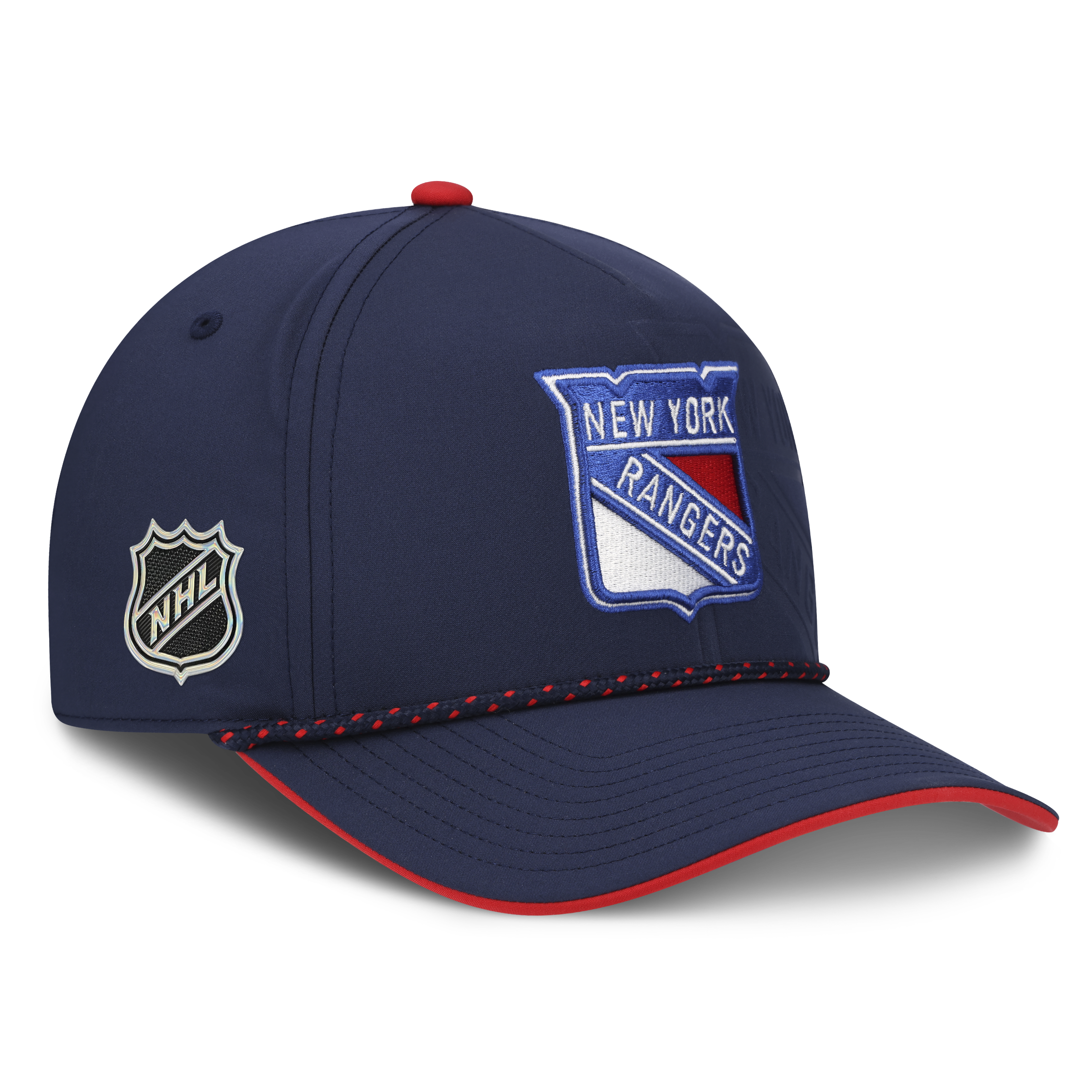 New York Rangers NHL Fanatics Branded Men's Navy 2026 Draft Authentic Pro A-Frame Adjustable Hat