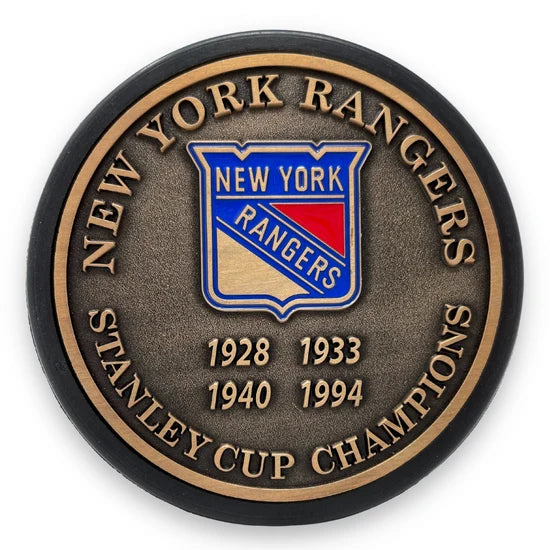 New York Rangers NHL Stanley Cup Years Medallion Hockey Puck