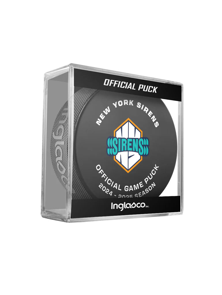 New York Sirens PWHL Inglasco 24-2025 Officially Licensed Game Hockey Puck