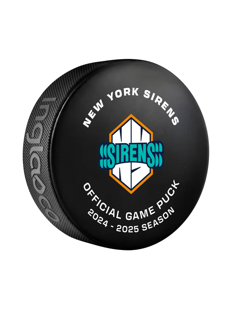 New York Sirens PWHL Inglasco 24-2025 Officially Licensed Game Hockey Puck