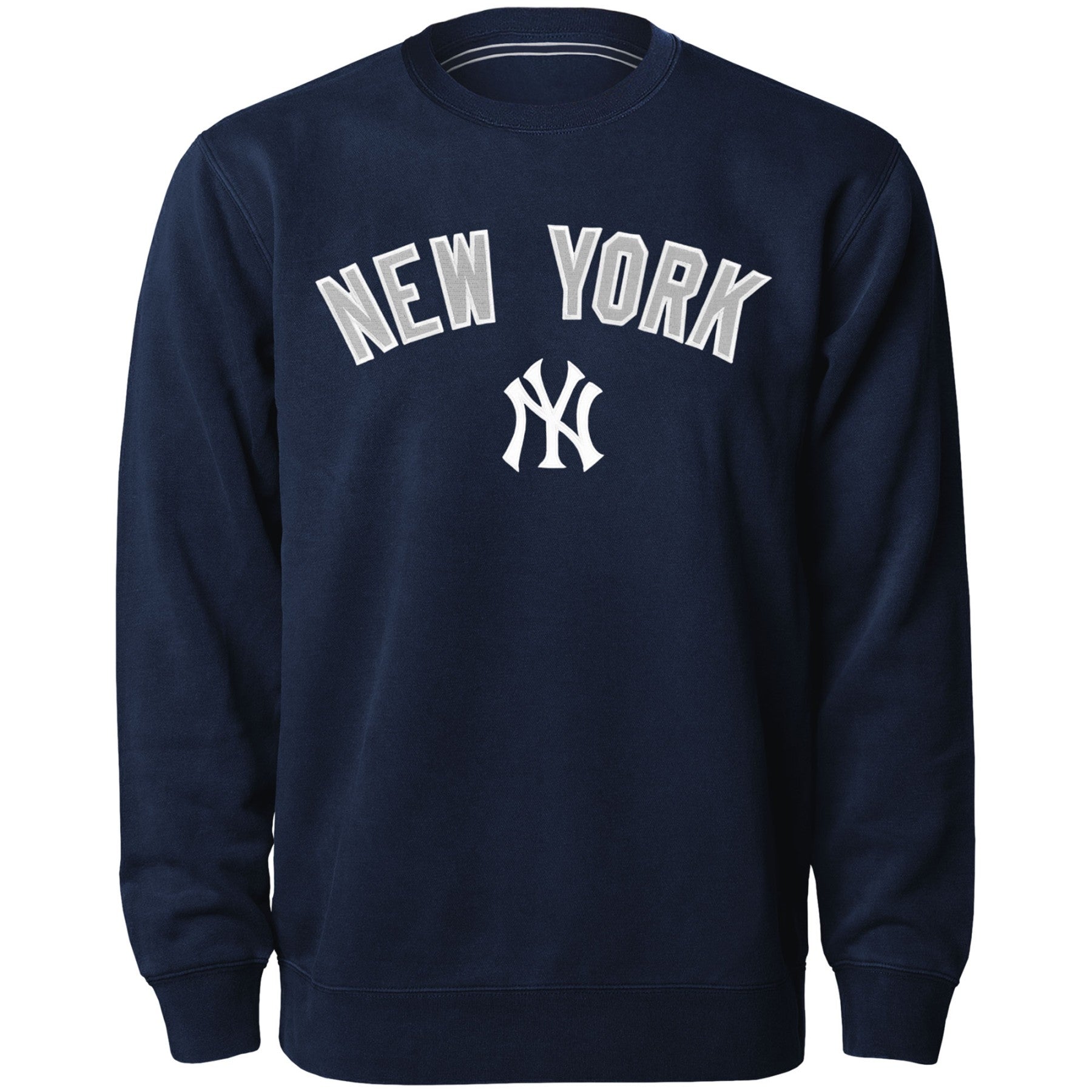 New York Yankees MLB Bulletin Pull ras du cou en sergé bleu marine avec mot-symbole appliqué pour hommes