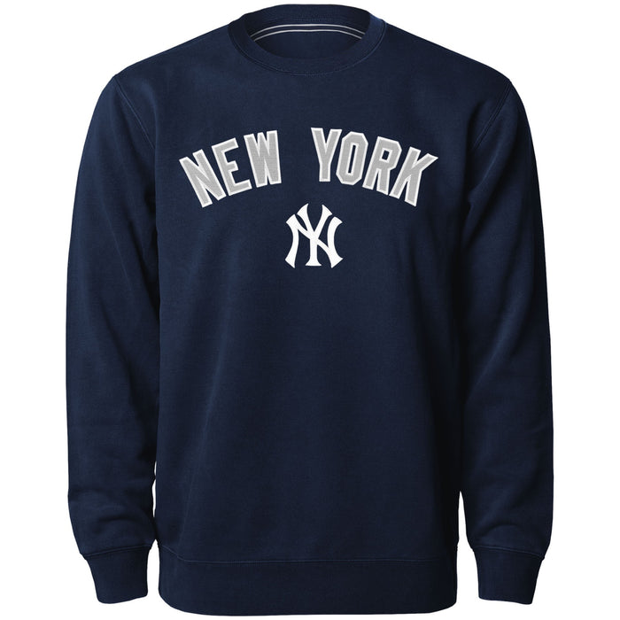 New York Yankees MLB Bulletin Men's Navy Twill Applique Wordmark Crew Sweater