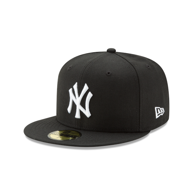 New York Yankees MLB New Era Casquette ajustée noire/blanche 59Fifty Basic pour hommes