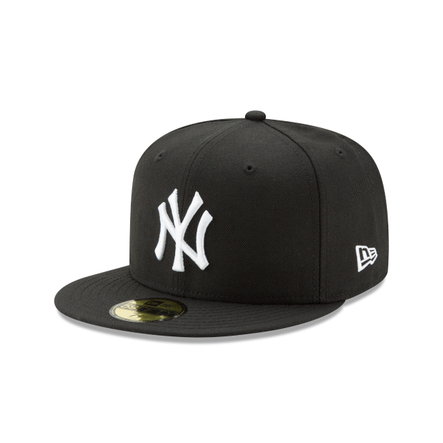 New York Yankees MLB New Era Men's Black / White 59Fifty Basic Fitted Hat