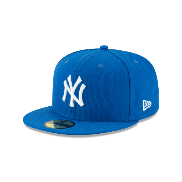 New York Yankees MLB New Era Men's Blue Azure 59Fifty Basic Fitted Hat