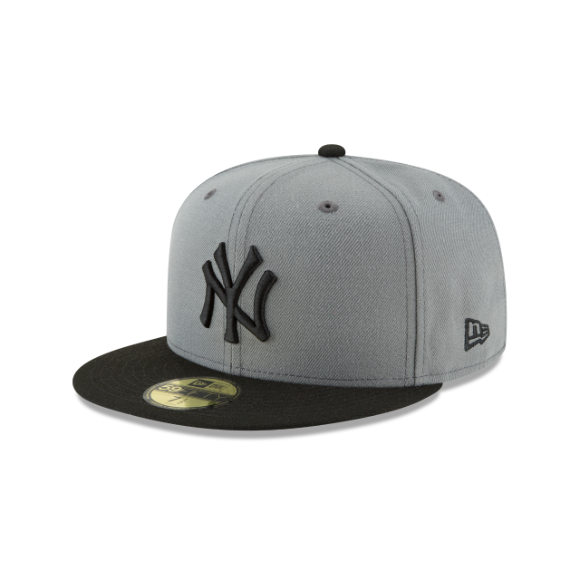 New York Yankees MLB New Era Casquette ajustée gris noir 59Fifty Basic pour hommes