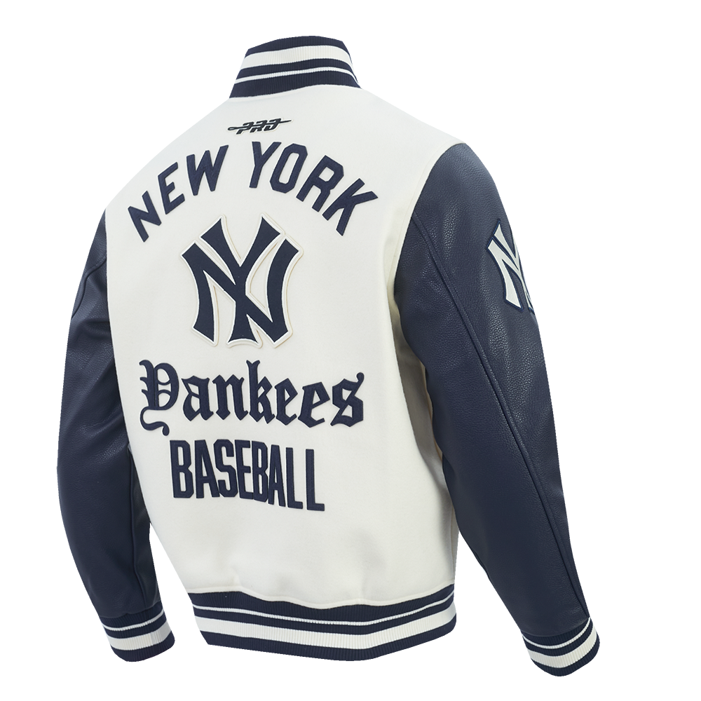 New York Yankees MLB Pro Standard Men's Eggshell/Navy Modern Originals Rib Wool Varsity Jacket