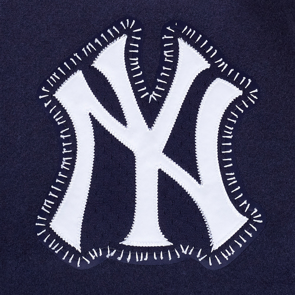 Veste universitaire en laine côtelée marine New York Yankees MLB Pro Standard pour homme, à surpiqûres apparentes.