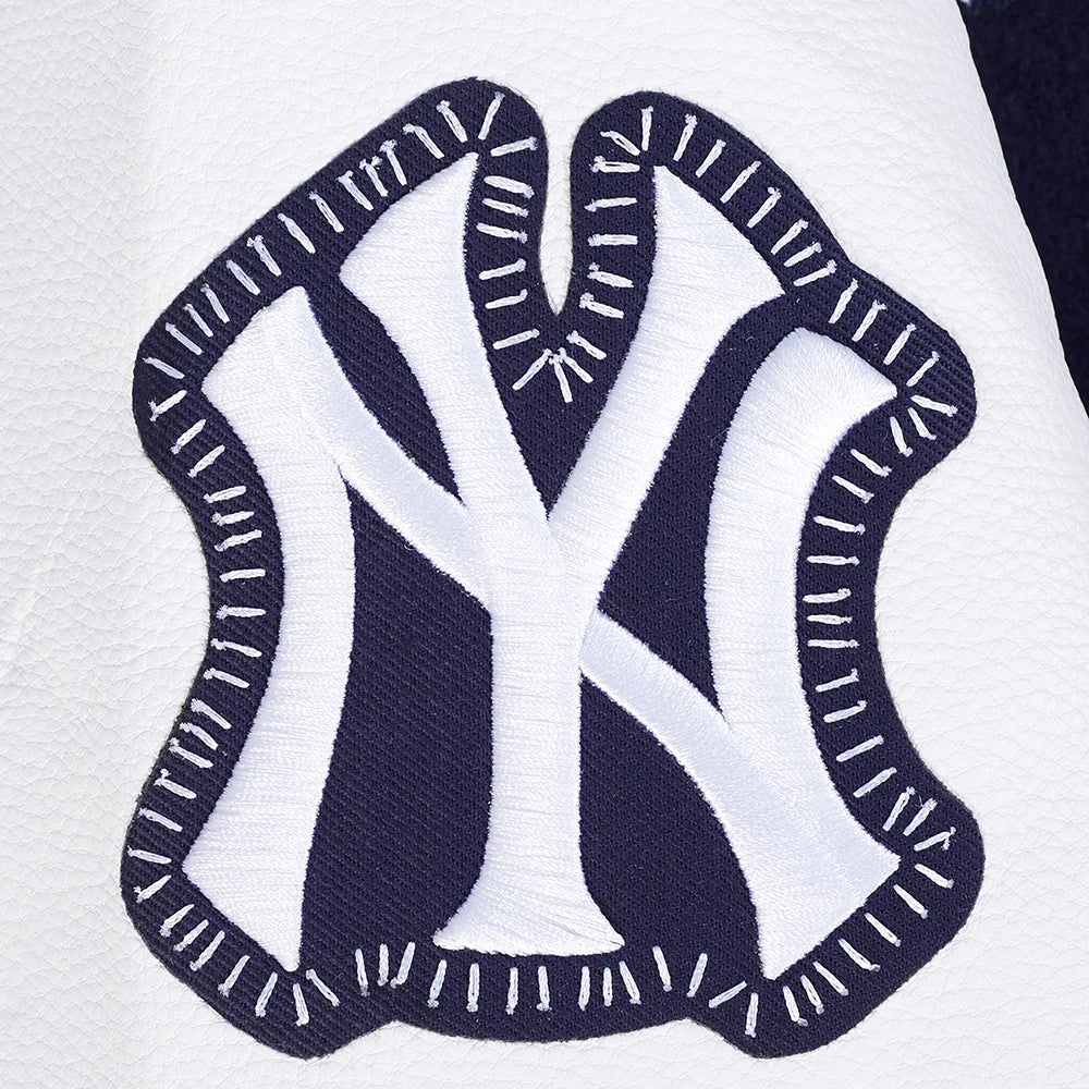 Veste universitaire en laine côtelée marine New York Yankees MLB Pro Standard pour homme, à surpiqûres apparentes.