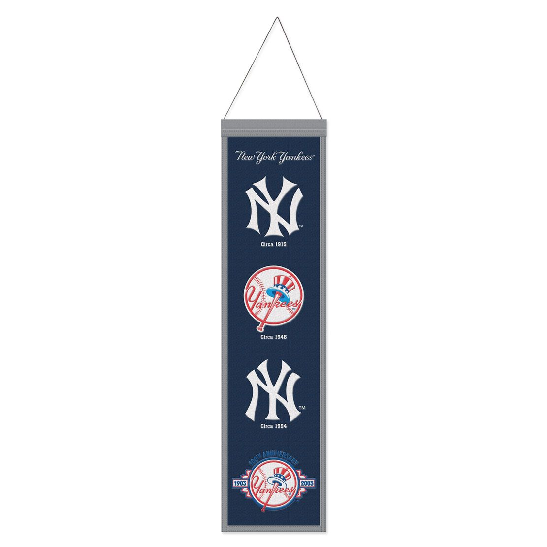 New York Yankees MLB WinCraft 8"x32" Bannière avec logo en laine Heritage