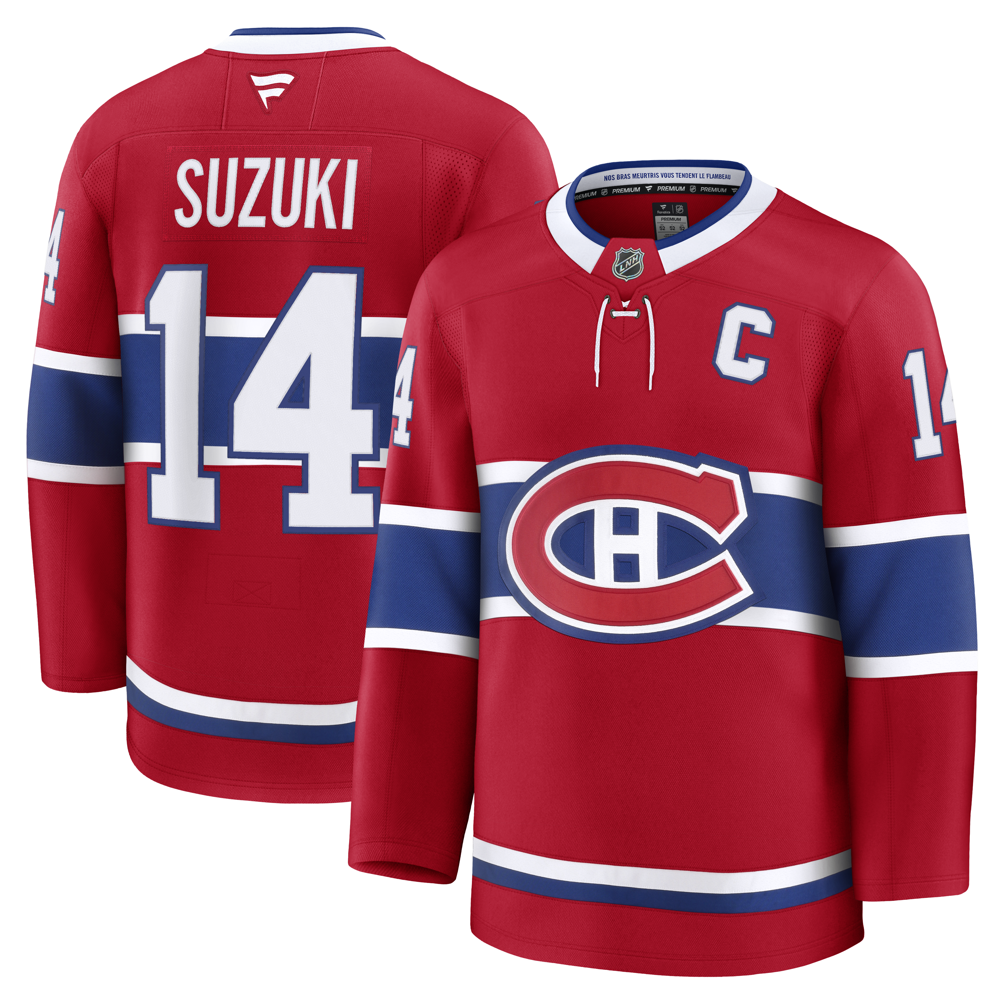 Nick Suzuki Canadiens de Montréal NHL Fanatics Branded Maillot premium rouge pour hommes