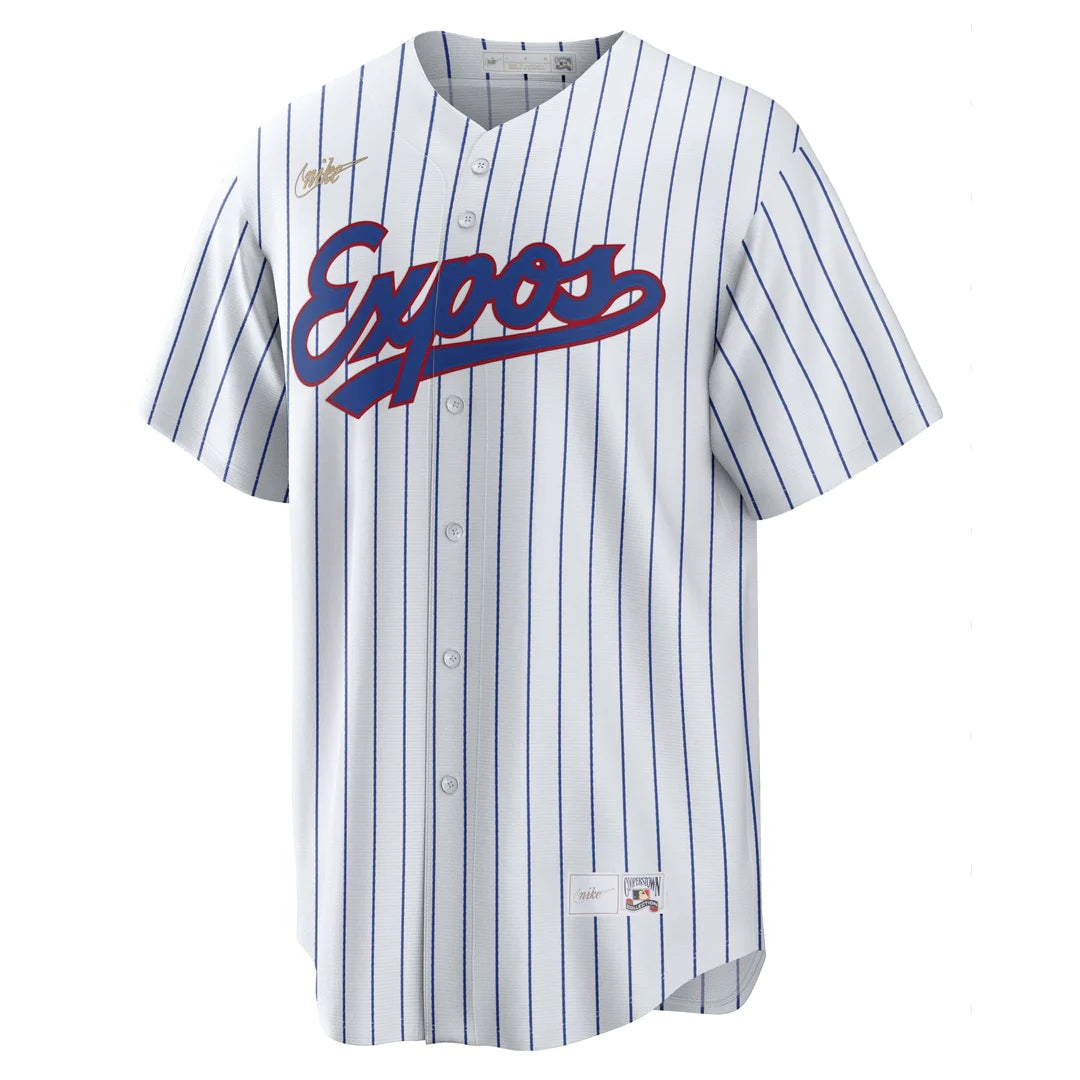 Montreal Expos MLB Nike Men's White Cooperstown Pinstripe Replica Jersey