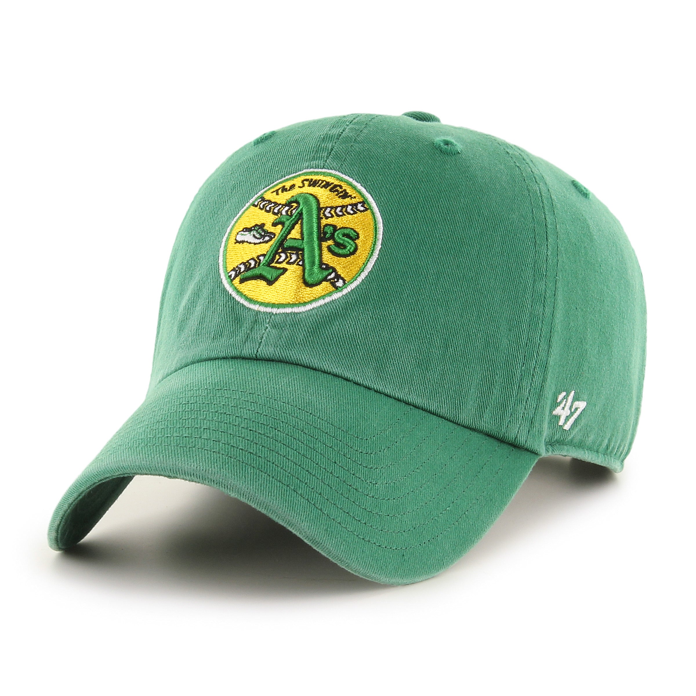 Oakland Athletics MLB 47 Brand Casquette ajustable verte vintage Clean Up pour hommes