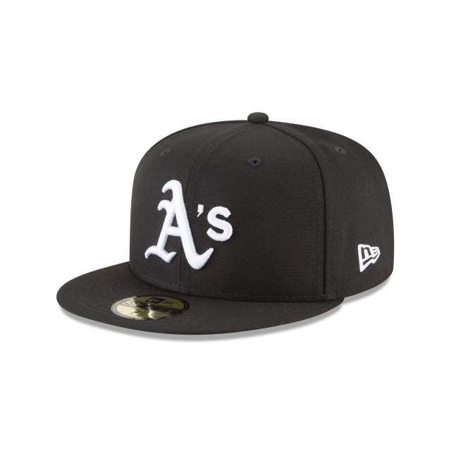 Casquette ajustée basique 59Fifty MLB New Era pour homme, noir et blanc, des Oakland Athletics