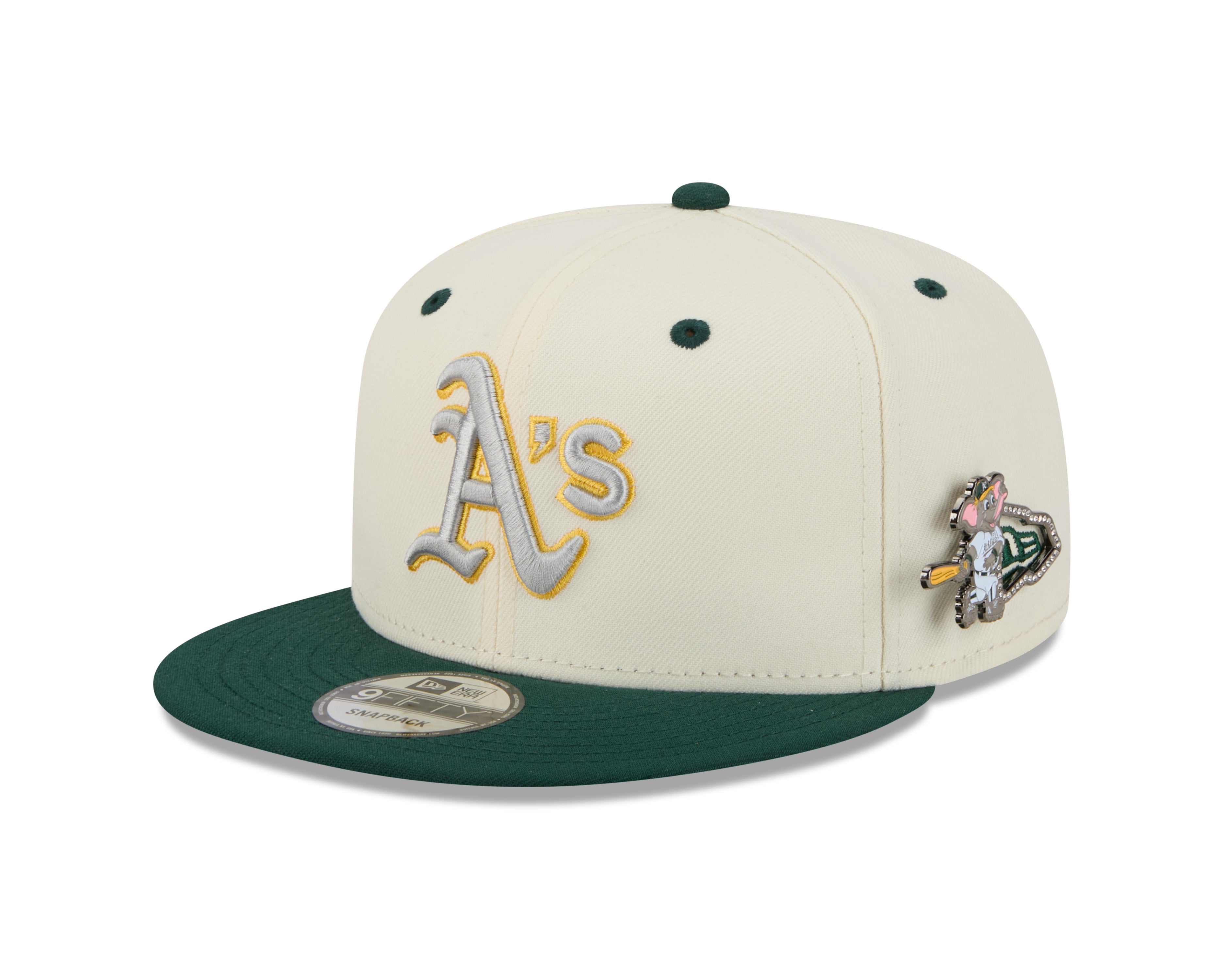 Oakland Athletics MLB New Era Men's Cream/Green 9Fifty Mascot Pin Snapback