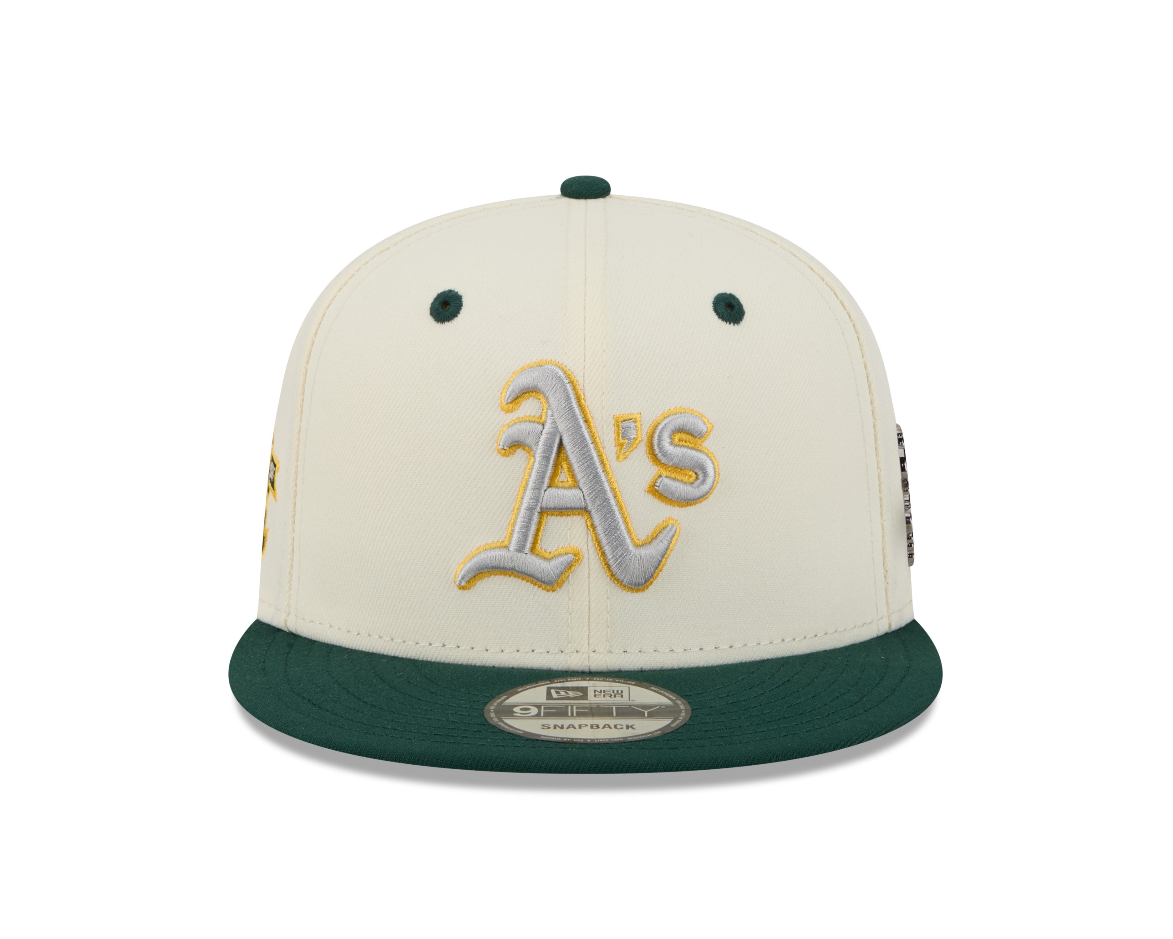Oakland Athletics MLB New Era Men's Cream/Green 9Fifty Mascot Pin Snapback
