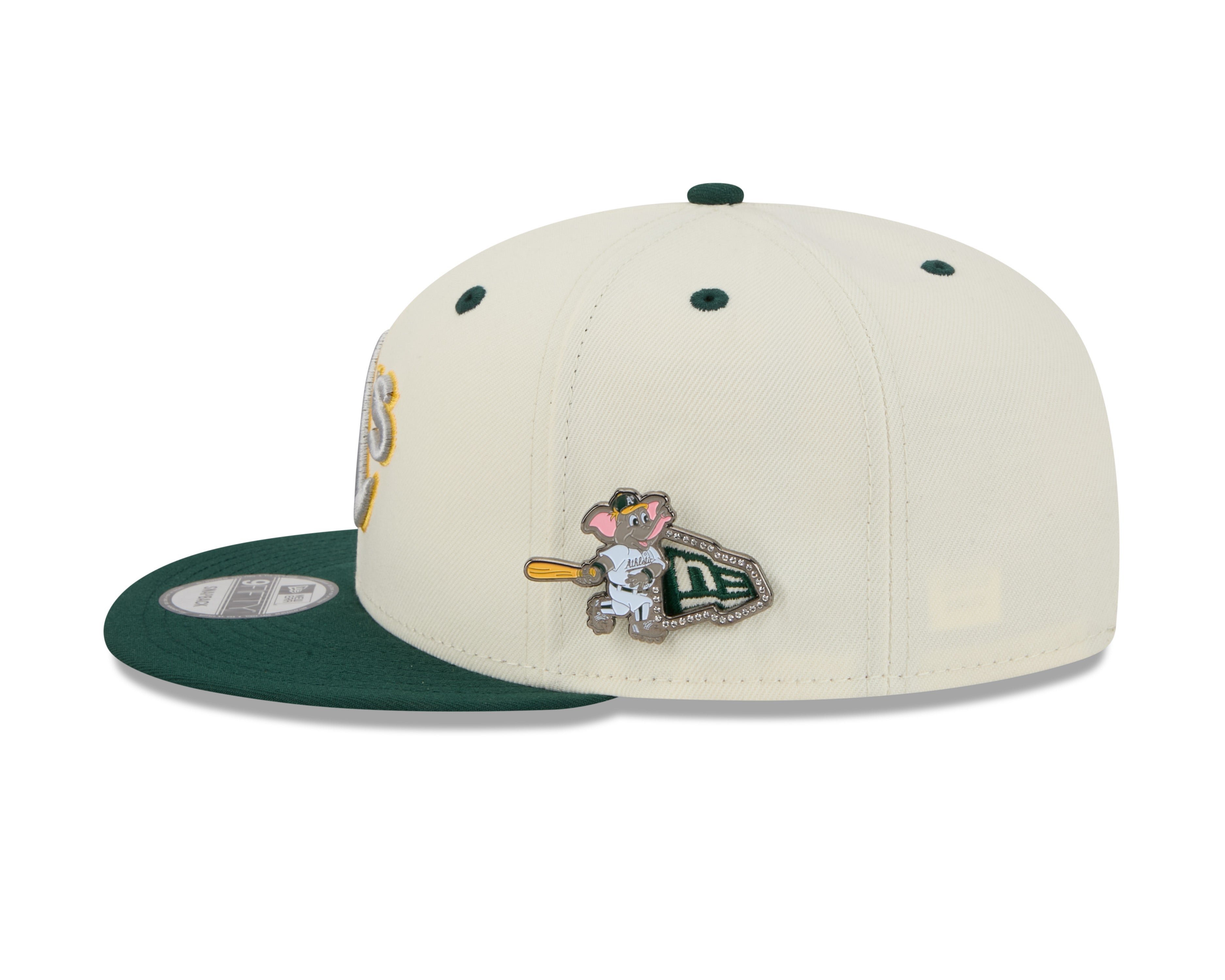 Oakland Athletics MLB New Era Men's Cream/Green 9Fifty Mascot Pin Snapback