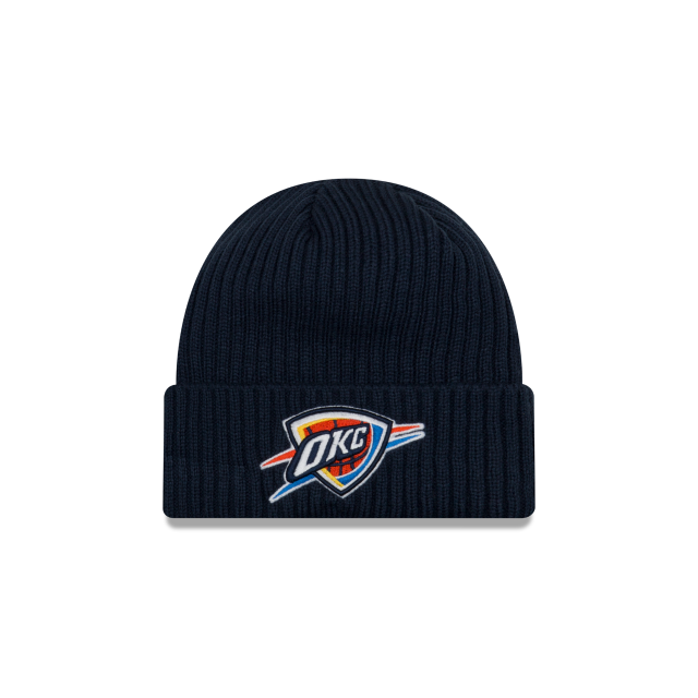 Bonnet en tricot à revers classique bleu marine Oklahoma City Thunder NBA New Era pour homme