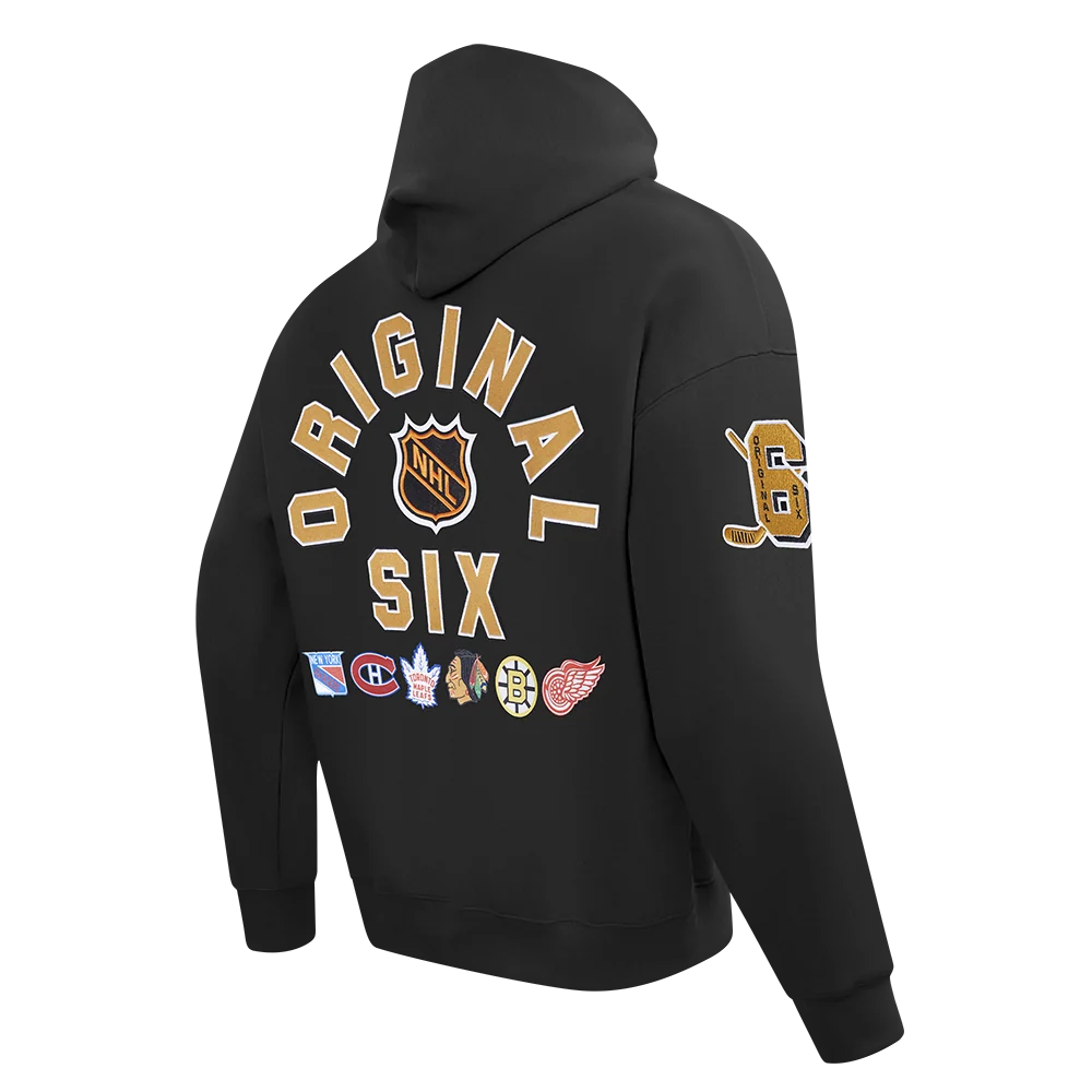 Original Six NHL Pro Standard Men's Black Drop Shoulder Pullover Hoodie