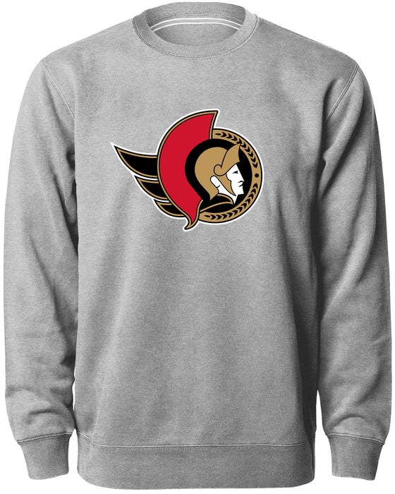 Ottawa Senators NHL Bulletin Men's Athletic Grey Twill Logo Express Crew Sweater