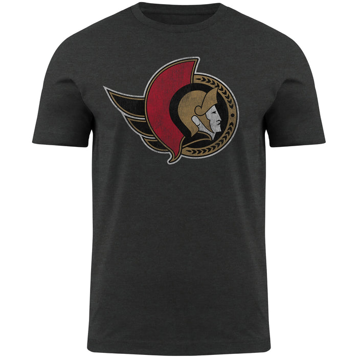 Ottawa Senators NHL Bulletin Men's Black Distressed Logo T-Shirt