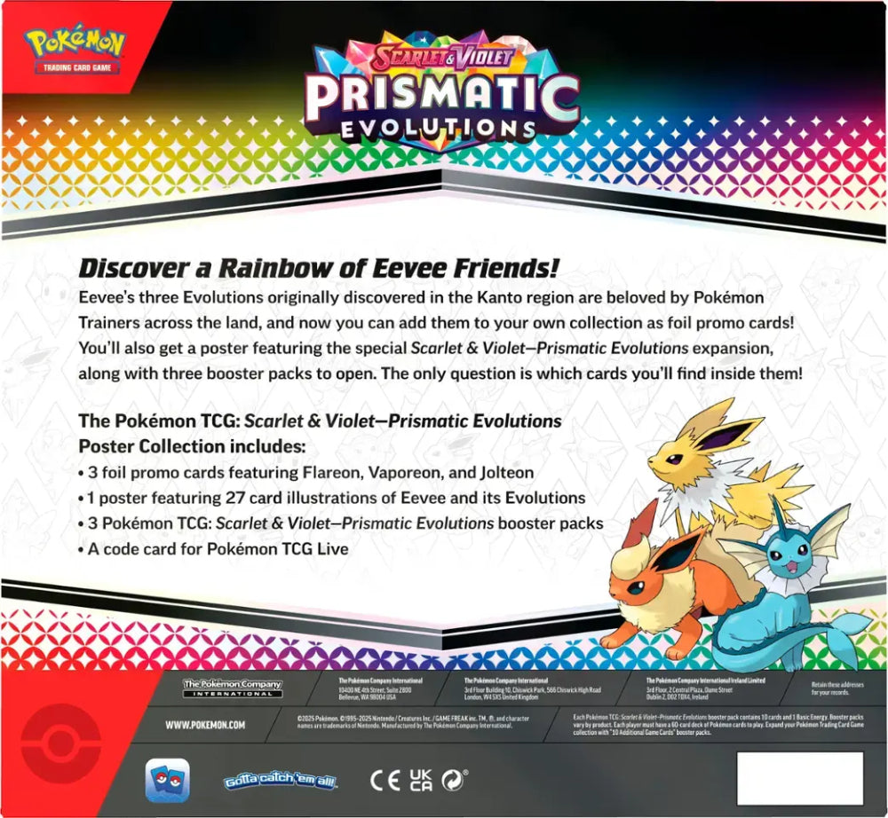 Pokémon TCG Prismatic Evolutions Scarlet and Violet Poster Collection