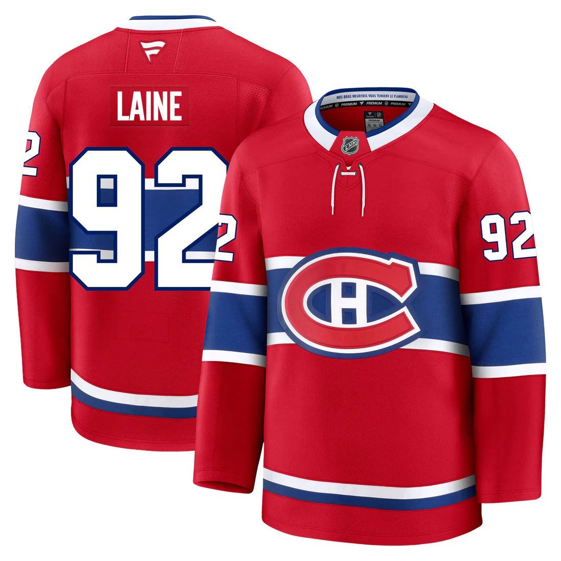 Patrik Laine, Canadiens de Montréal, maillot rouge premium pour homme de la marque Fanatics Branded de la LNH
