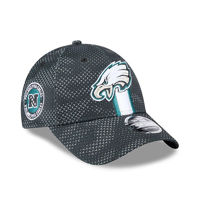 Casquette Snapback extensible noire 9Forty 2024 Sideline pour homme des Philadelphia Eagles NFL New Era