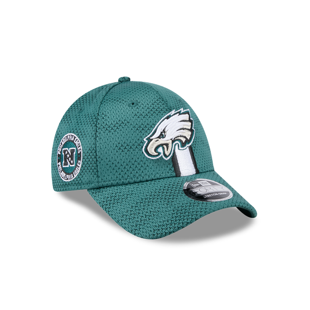 Casquette Snapback extensible 9Forty 2024 Sideline pour homme des Philadelphia Eagles NFL New Era verte