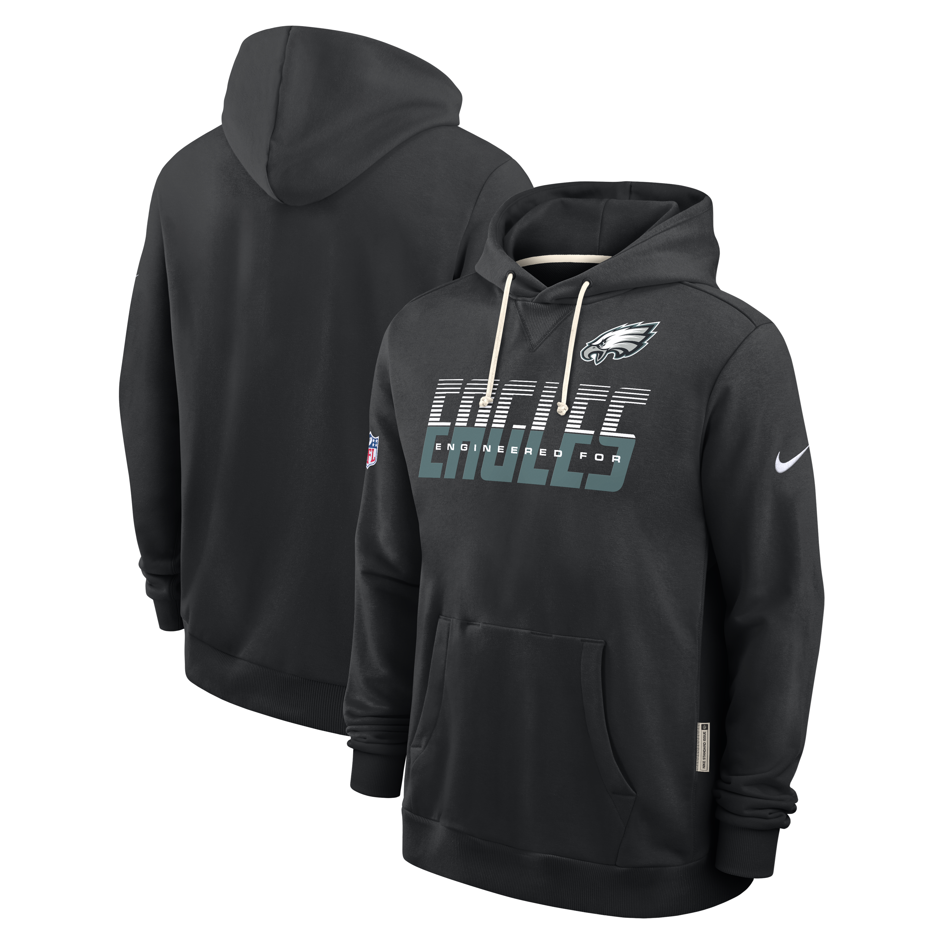 Philadelphia Eagles NFL Nike Men's Charcoal Black Sideline Standard Issue Dri-FIT Pullover Hoodie