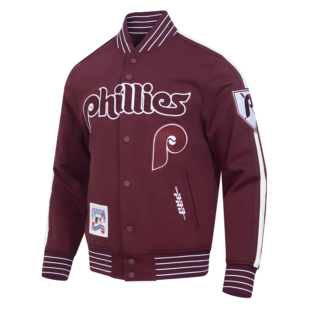 Veste en maille double pour homme Philadelphia Phillies MLB Pro Standard, couleur bordeaux, édition Cooperstown Game Day