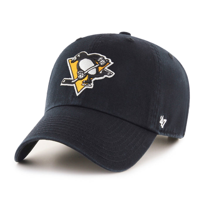 Pittsburgh Penguins NHL 47 Brand Men's Black Clean Up Adjustable Hat