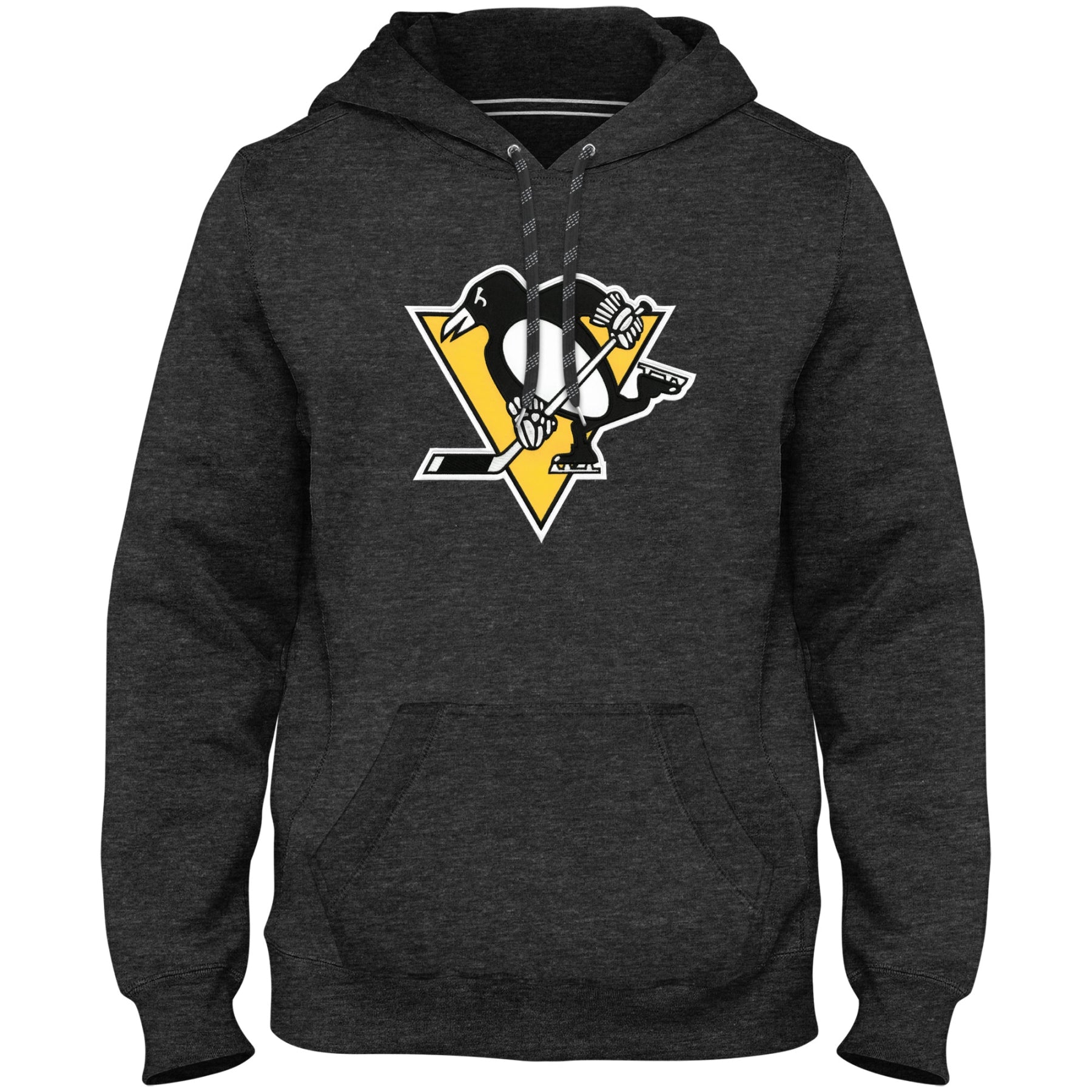 Sweat à capuche avec logo en sergé Charcoal Express NHL Bulletin des Penguins de Pittsburgh pour hommes