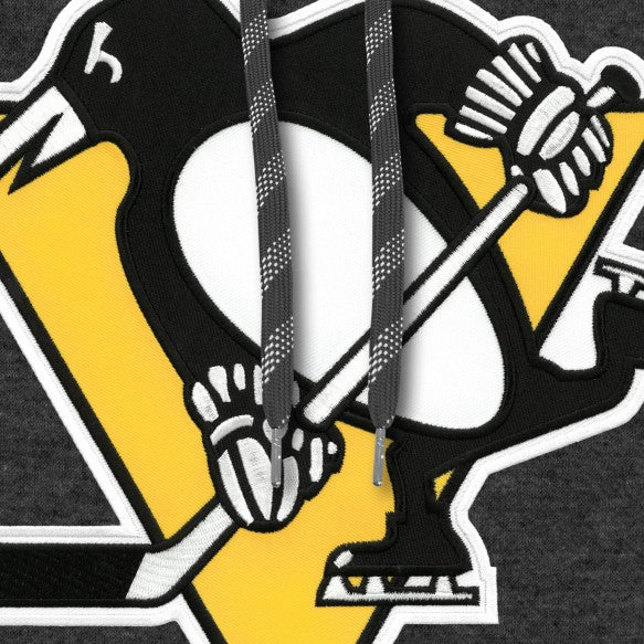 Sweat à capuche avec logo en sergé Charcoal Express NHL Bulletin des Penguins de Pittsburgh pour hommes