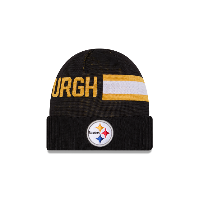 Casquette en tricot technique Sideline 2024 noire NFL New Era pour homme des Pittsburgh Steelers