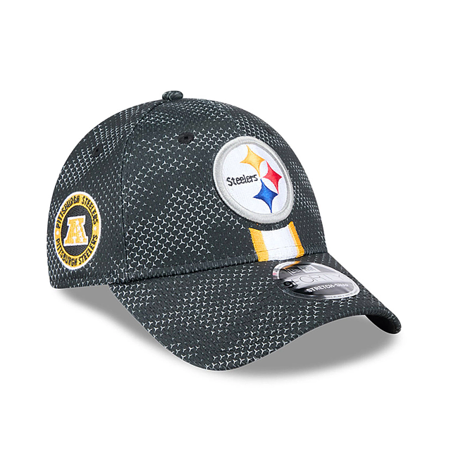 Casquette Snapback extensible noire 9Forty 2024 Sideline des Pittsburgh Steelers NFL New Era pour homme