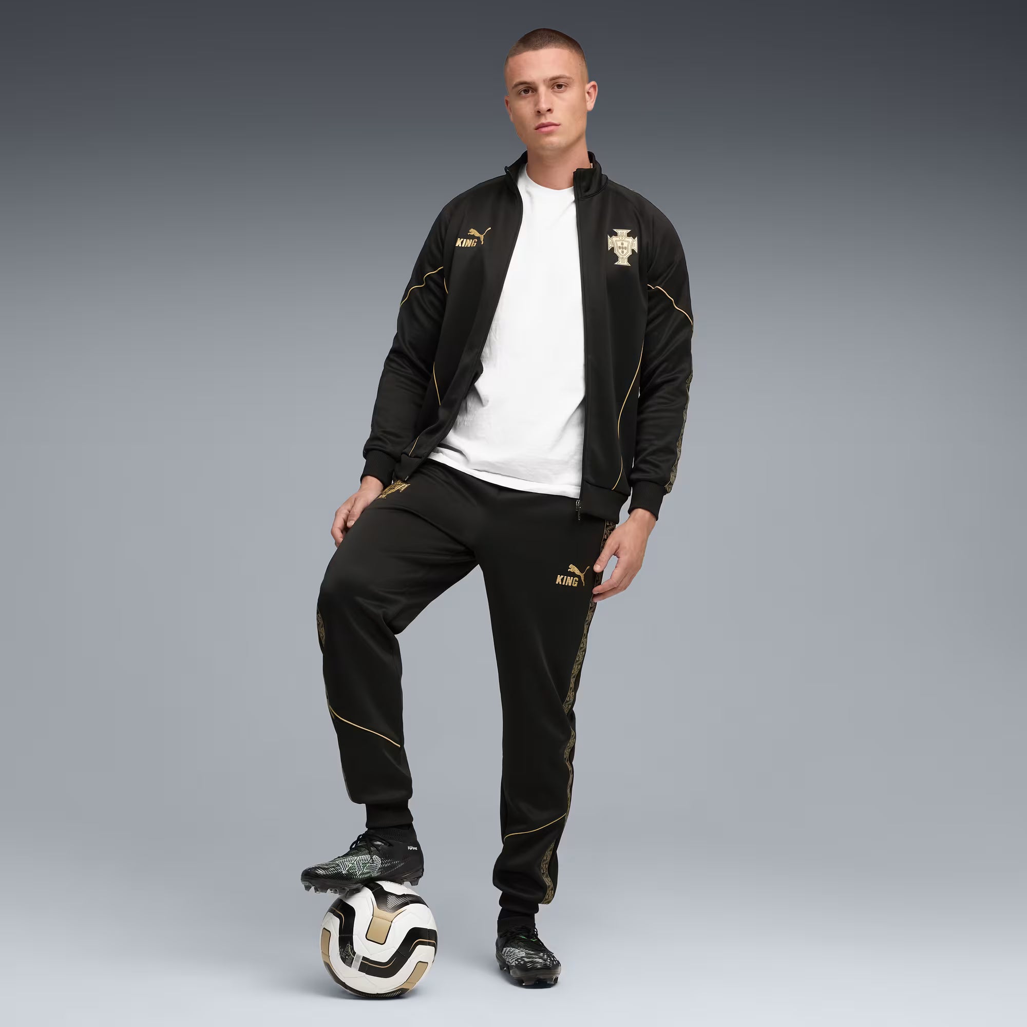 Portugal National Team FIFA Puma Men's Black 2025/26 Special Edition Eusébio King Pre-match Pants