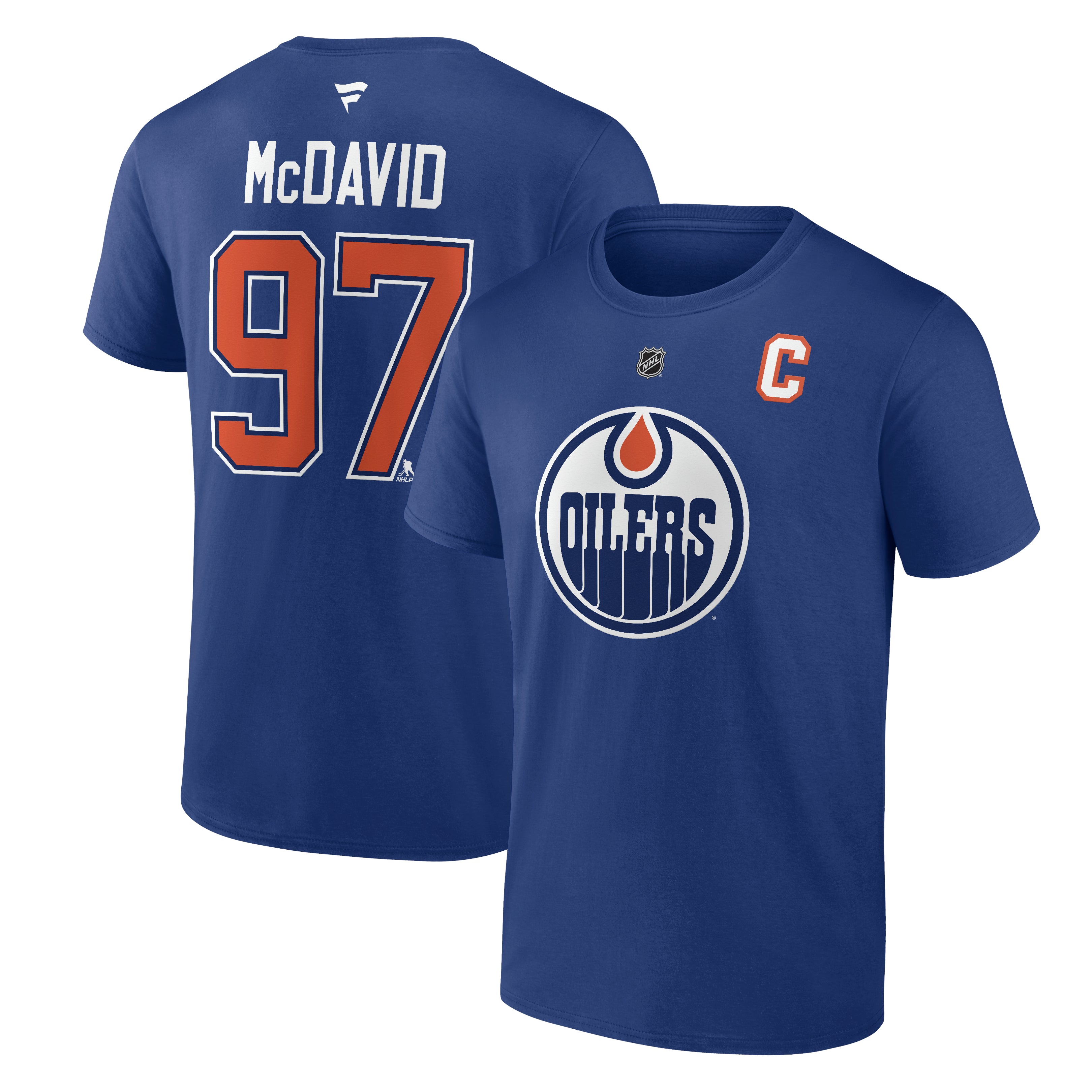 T-shirt bleu royal authentique pour homme de marque Connor Mcdavid des Oilers d'Edmonton NHL Fanatics