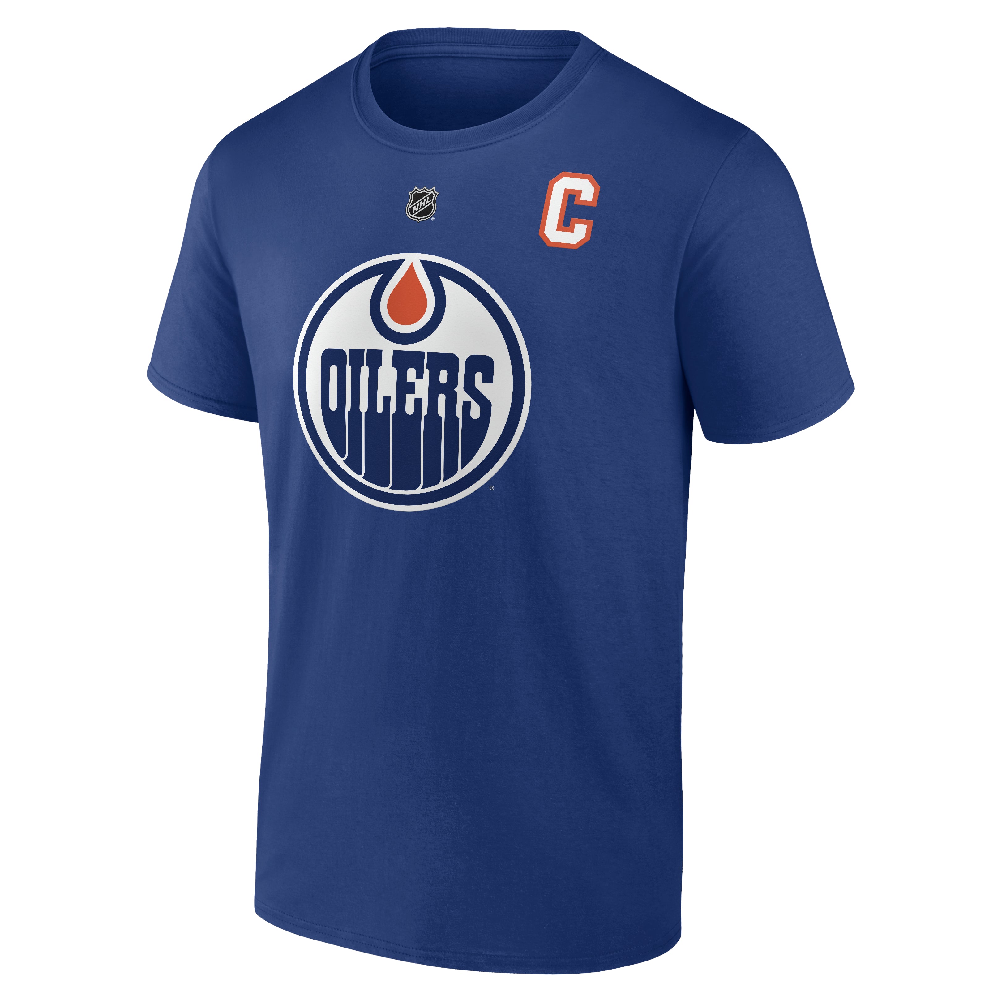 T-shirt bleu royal authentique pour homme de marque Connor Mcdavid des Oilers d'Edmonton NHL Fanatics