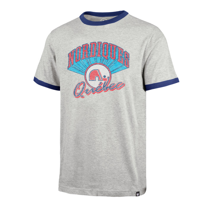 Quebec Nordiques NHL 47 Brand Men's Athletic Grey Wax Pack Ringer T-Shirt