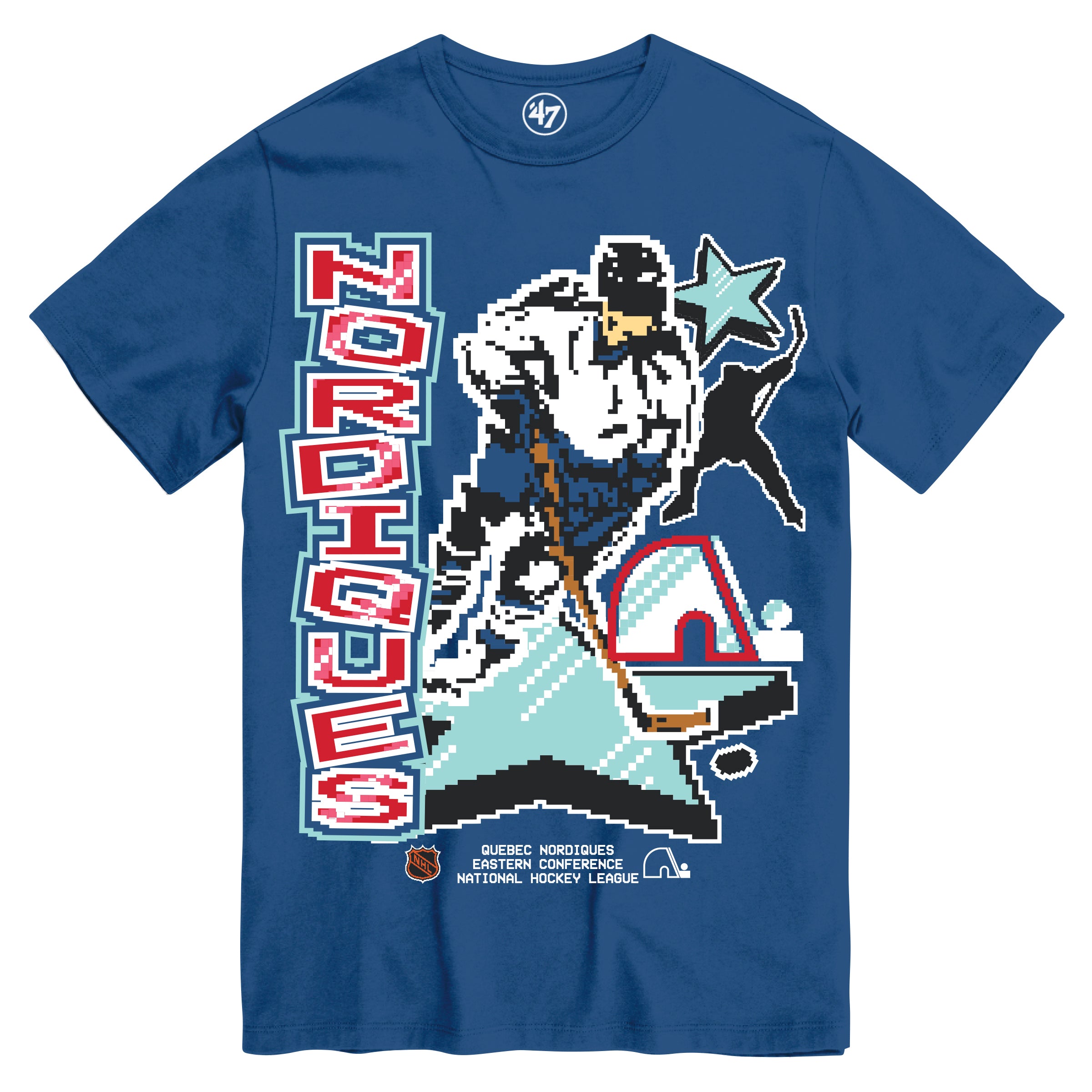 Quebec Nordiques NHL 47 Brand Men's Royal Slapshot T-Shirt