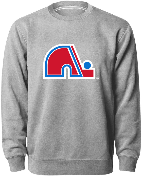Quebec Nordiques NHL Bulletin Men's Athletic Grey Twill Logo Express Crew Sweater