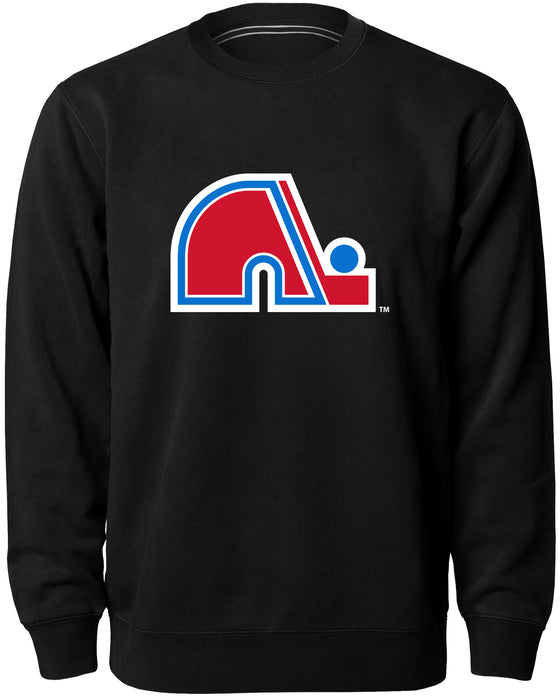 Quebec Nordiques NHL Bulletin Men's Black Twill Logo Express Crew Sweater