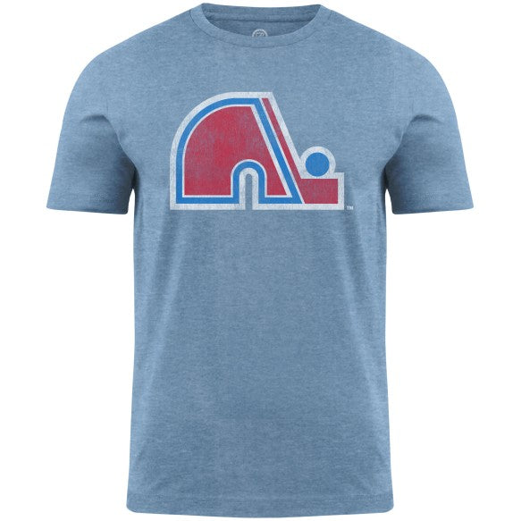 Quebec Nordiques NHL Bulletin Men's Light Blue Vintage Distressed Logo Heathered T-Shirt