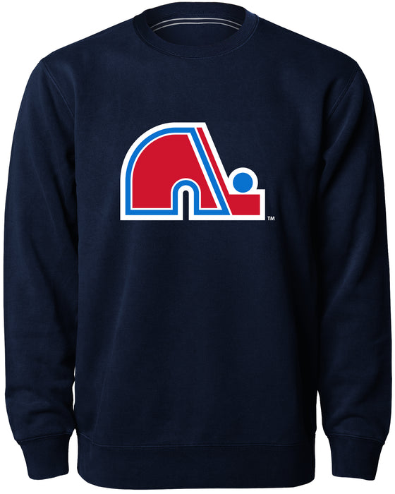 Quebec Nordiques NHL Bulletin Men's Navy Twill Logo Express Crew Sweater