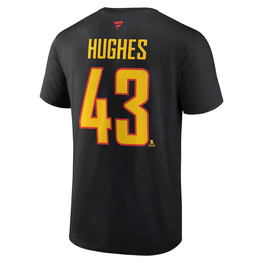 Quinn Hughes Vancouver Canucks NHL Fanatics Branded Men's Black Alternate Authentic T Shirt