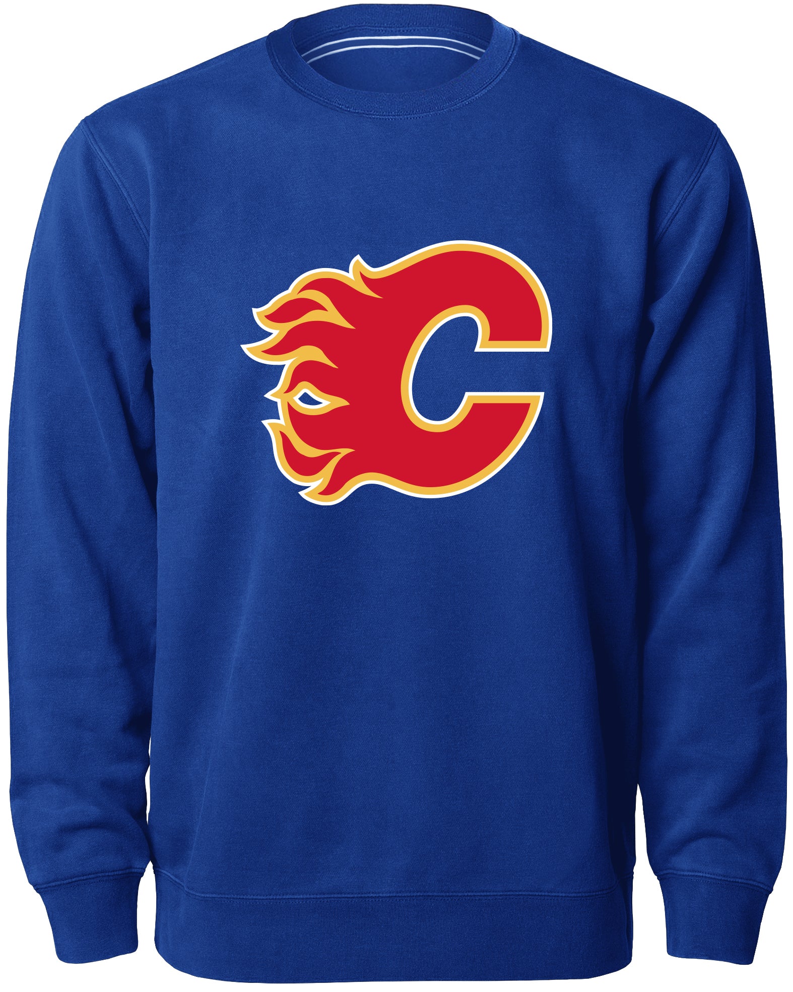 Chandail ras du cou Express avec logo en sergé royal des Flames de Calgary NHL Bulletin pour hommes