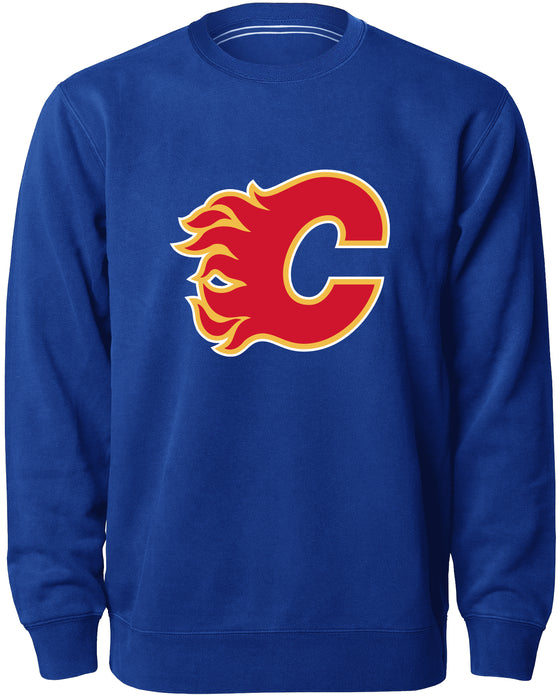 Calgary Flames NHL Bulletin Men's Royal Twill Logo Express Crew Sweater