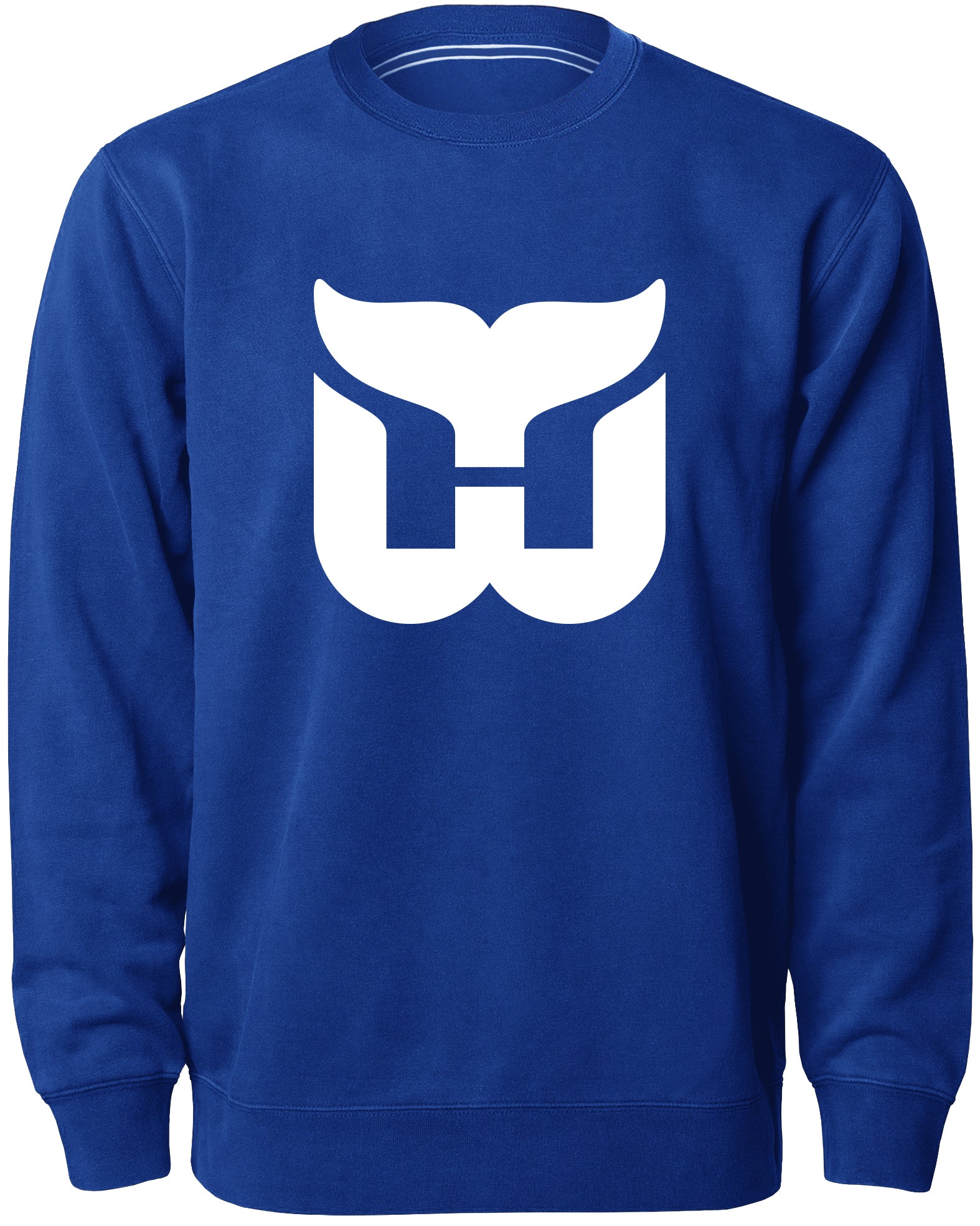 Hartford Whalers NHL Bulletin Chandail Royal Twill Logo Express Crew pour hommes