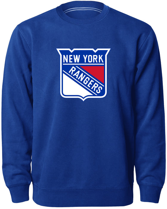 New York Rangers NHL Bulletin Men's Royal Twill Logo Express Crew Sweater